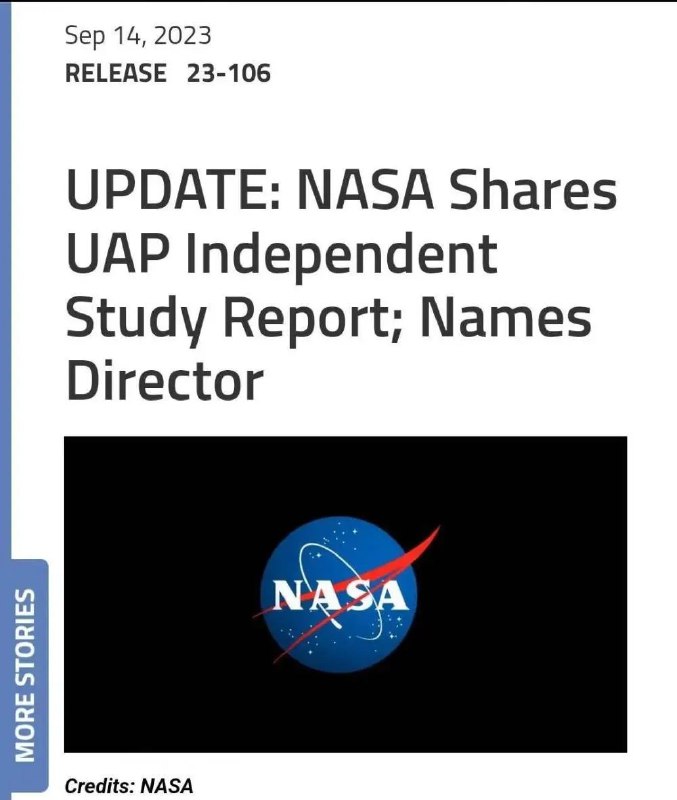 » 15. NASA公布33页UFO报告：希望将它从耸人听闻转向科学9月14日，NASA发布关于不明异常现象（UAP）报告表示，NASA可以在收集更多关于不明飞行物的数据方面发挥关键作用