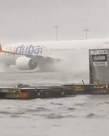 » 14. 中东沙漠正暴雨：飞机水中滑行，至少18人死亡暴雨正在袭击常年干旱的中东海湾国家，道路积水、机场被淹，至少18人丧生