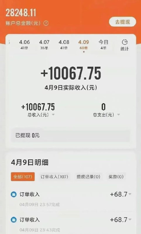 9. 骑手日入过万？顺丰同城回应：送了60单，打赏收入7800元近日，网传图片显示一顺丰同城骑士4月9日实际收入10067.75元