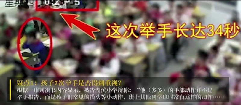 » 14. 男孩7次举手后离世，法院一审判学校担责20%，五大疑点待解日前，“福州8岁男孩身体不适举手7次后离世”一事引发外界关注