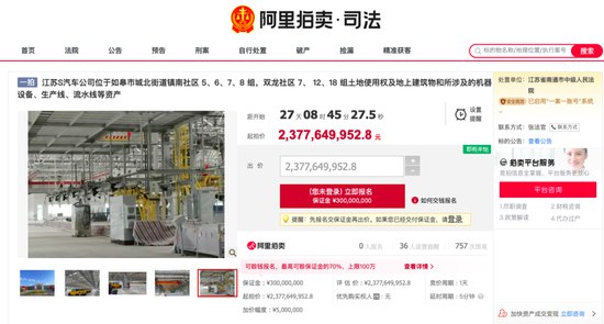 11. 要造跑车的赛麟汽车资产被拍卖 花光60亿只造出“老年代步车”曾高调宣布要造超级跑车，花光60多亿元，造车数年，卖了不到30辆“老年代步车”，赛麟汽车原负责人“出逃”美国，被网友称为“第二个贾跃亭”，如今，公司部分资产被挂牌拍卖……南通市中级人民法院更新了一则关于“江苏S汽车公司”的拍卖信息